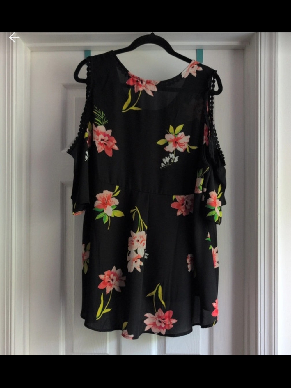 W5 Black Cold-Shoulder Floral Tunic